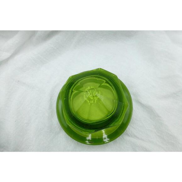 Vintage LE Smith 7.5" Green Glass 10 Paneled Canister Apothecary Jar w/Lid H1 - Picture 6 of 10